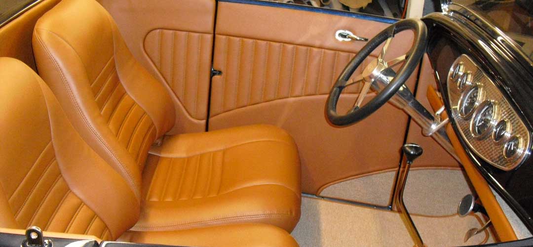 Custom interior on Ford hot rod