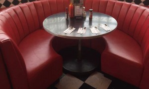 Circular booth seat at a restaurant 