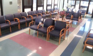 Waiting room furniture with matching fabric