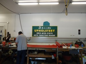 Rich working hard in the shop at Dallas Upholstery 